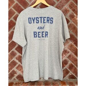 Life is Good Crusher Tee Oysters and Beer Mens Size XXL T-Shirt Gray
